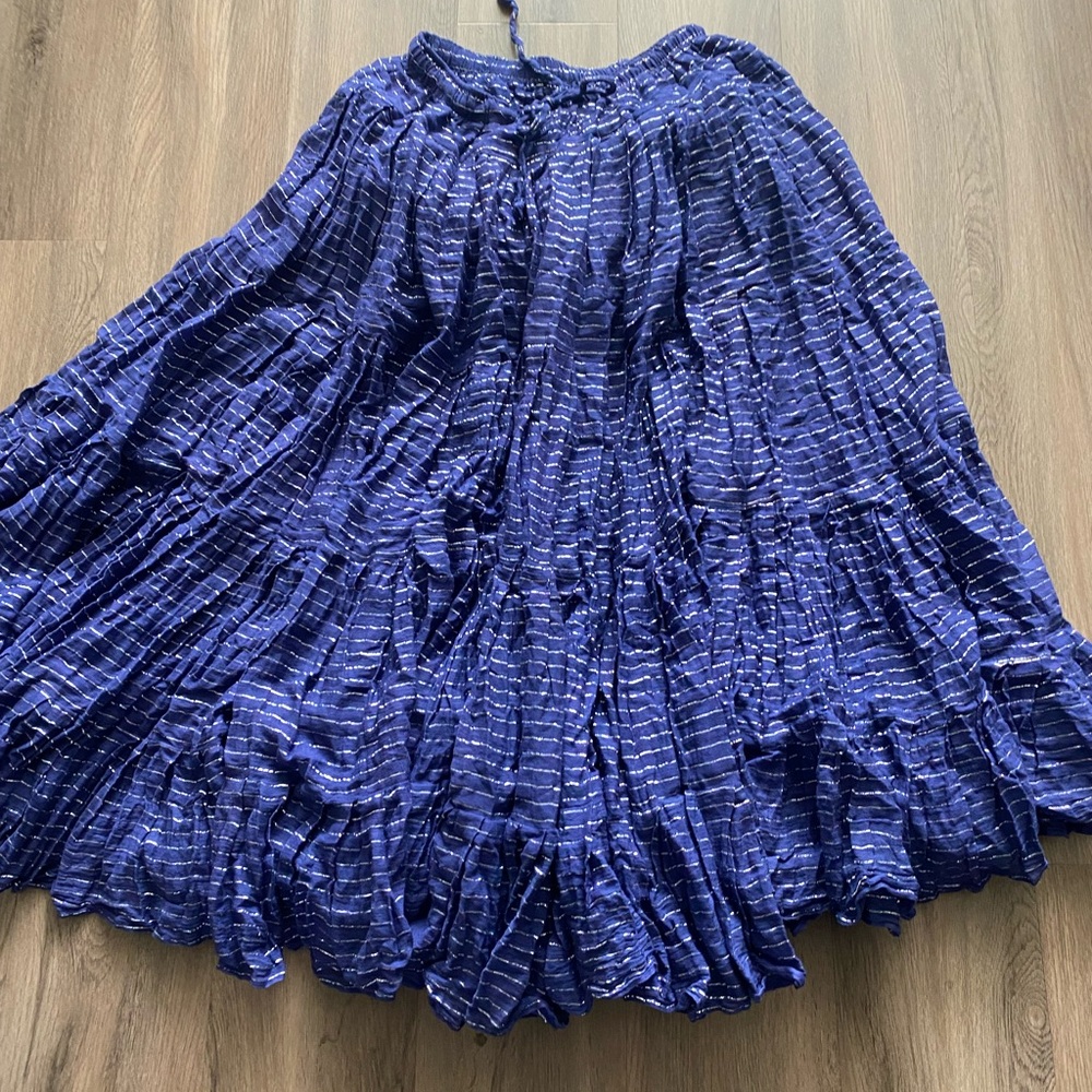 Navy silver Tribal Belly Dance Maxi Skirt